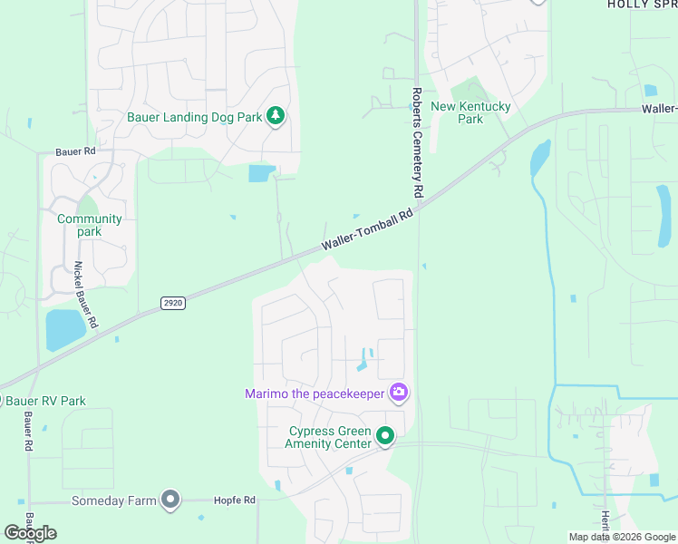 map of restaurants, bars, coffee shops, grocery stores, and more near Hopfe Road in Tomball