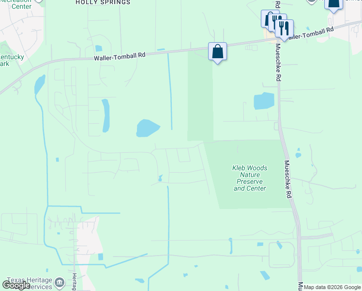 map of restaurants, bars, coffee shops, grocery stores, and more near 20311 Draper Road in Tomball