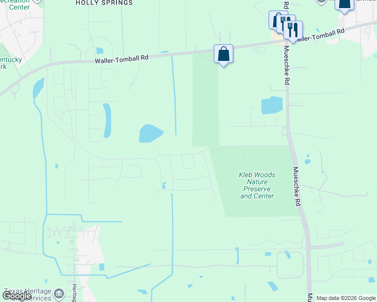 map of restaurants, bars, coffee shops, grocery stores, and more near 20311 Draper Road in Tomball