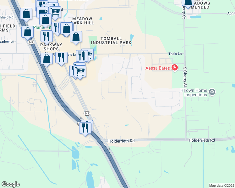 map of restaurants, bars, coffee shops, grocery stores, and more near 27210 Texas 249 in Tomball