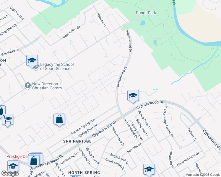 map of restaurants, bars, coffee shops, grocery stores, and more near 2911 Bradbury Hills Road in Spring