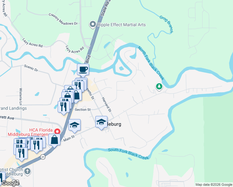 map of restaurants, bars, coffee shops, grocery stores, and more near 2102 Cornell Road in Middleburg