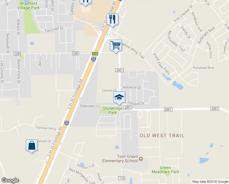map of restaurants, bars, coffee shops, grocery stores, and more near 15 Claudia Drive in Buda