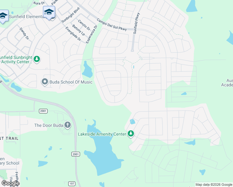 map of restaurants, bars, coffee shops, grocery stores, and more near Sunfield Parkway in Mustang Ridge