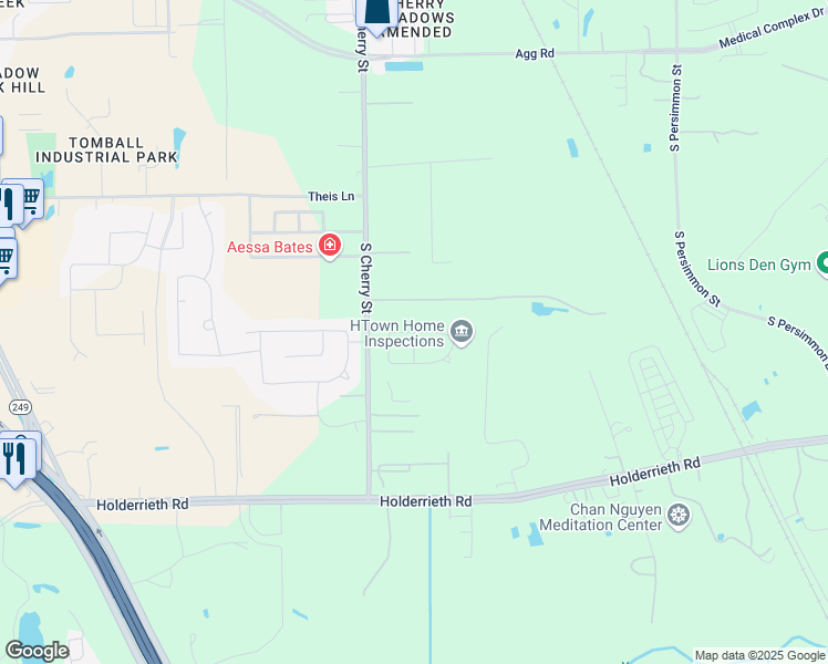 map of restaurants, bars, coffee shops, grocery stores, and more near 2439 South Cherry Street in Tomball