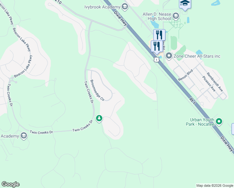 map of restaurants, bars, coffee shops, grocery stores, and more near 169 Catesby Lane in St. Augustine