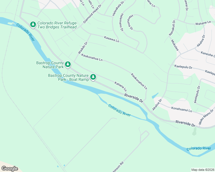 map of restaurants, bars, coffee shops, grocery stores, and more near 452 Riverside Drive in Bastrop