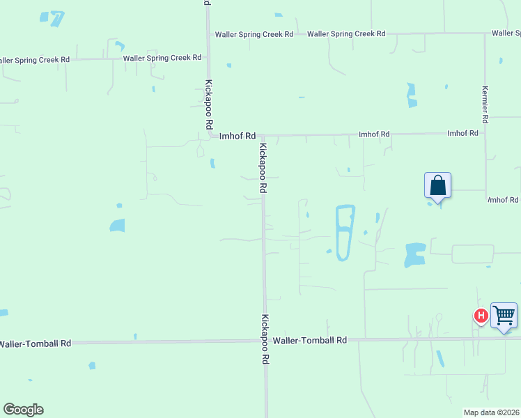 map of restaurants, bars, coffee shops, grocery stores, and more near 20515 Kickapoo Road in Waller