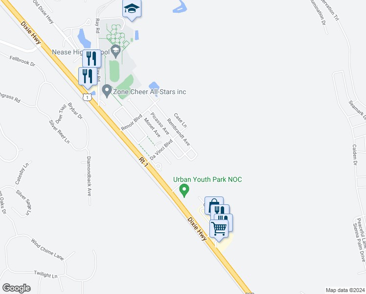 map of restaurants, bars, coffee shops, grocery stores, and more near 688 Picasso Avenue in Ponte Vedra Beach
