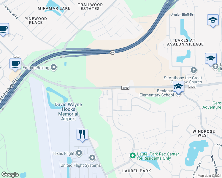 map of restaurants, bars, coffee shops, grocery stores, and more near 7955 Farm to Market 2920 in Spring