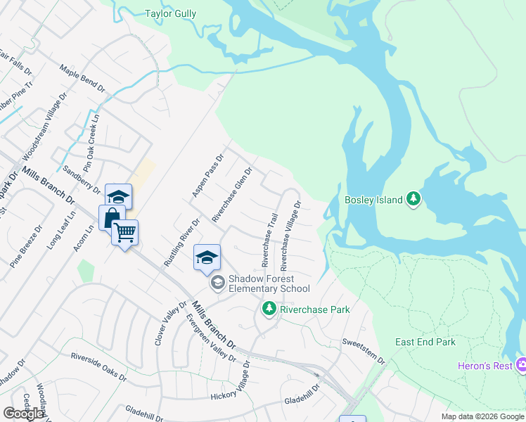 map of restaurants, bars, coffee shops, grocery stores, and more near 2318 Cumberland Oak Court in Houston