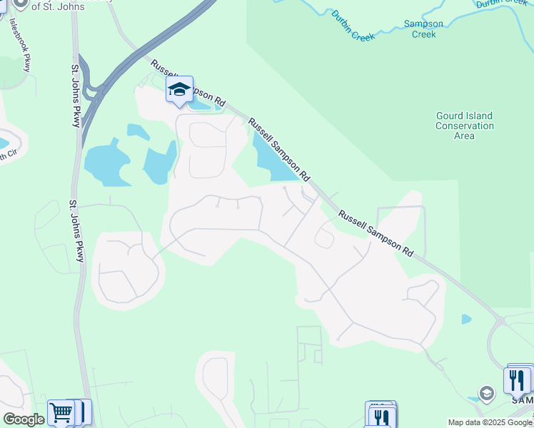 map of restaurants, bars, coffee shops, grocery stores, and more near 1212 Matengo Circle in Saint Johns