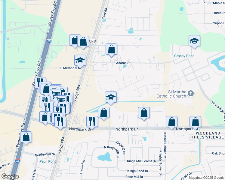 map of restaurants, bars, coffee shops, grocery stores, and more near 25334 Fallen Acorn Court in Porter