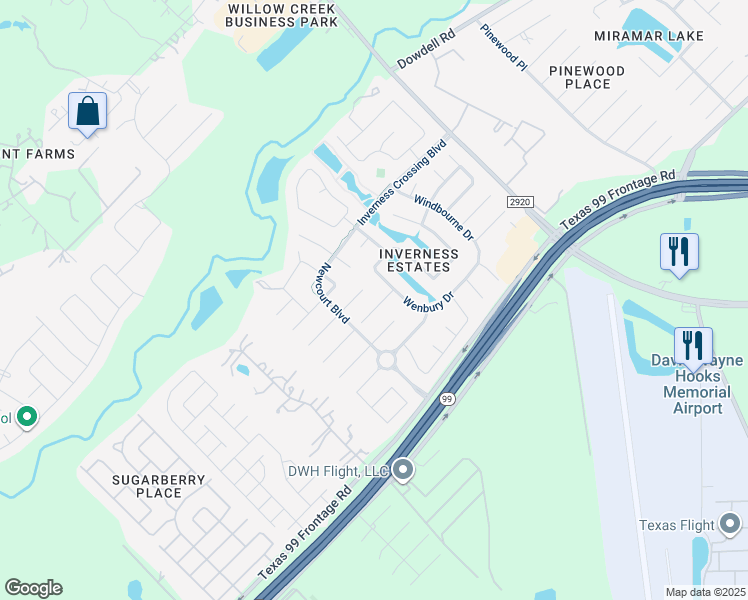 map of restaurants, bars, coffee shops, grocery stores, and more near 9414 Cheslyn Court in Tomball
