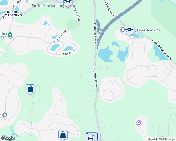 map of restaurants, bars, coffee shops, grocery stores, and more near 391 Richmond Drive in Saint Johns