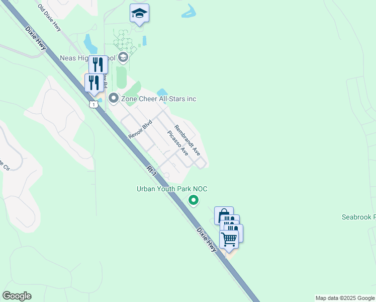 map of restaurants, bars, coffee shops, grocery stores, and more near 773 Rembrandt Avenue in Ponte Vedra Beach