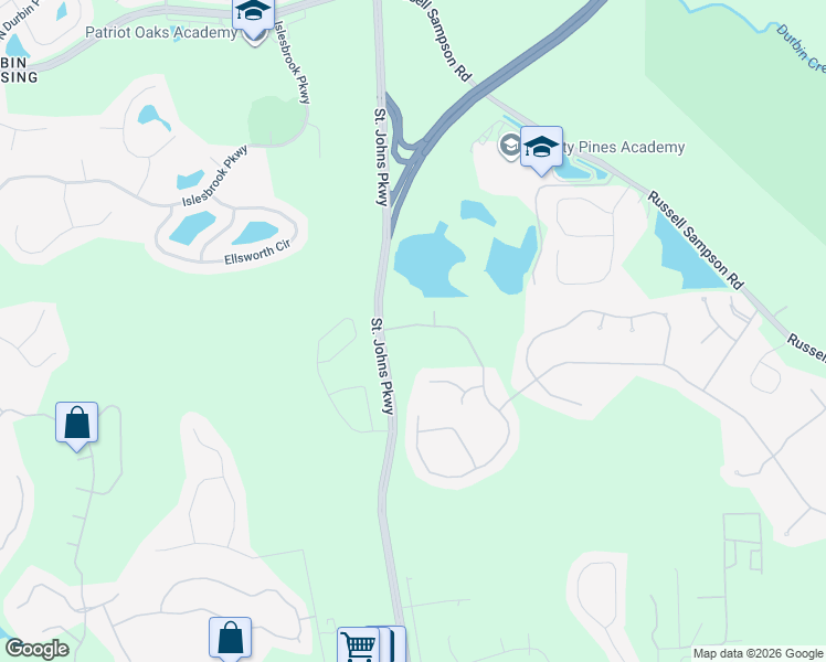 map of restaurants, bars, coffee shops, grocery stores, and more near 281 North Arabella Way in Saint Johns