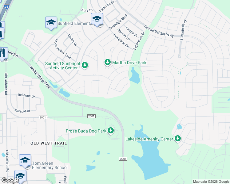 map of restaurants, bars, coffee shops, grocery stores, and more near 333 Natchez Drive in Buda