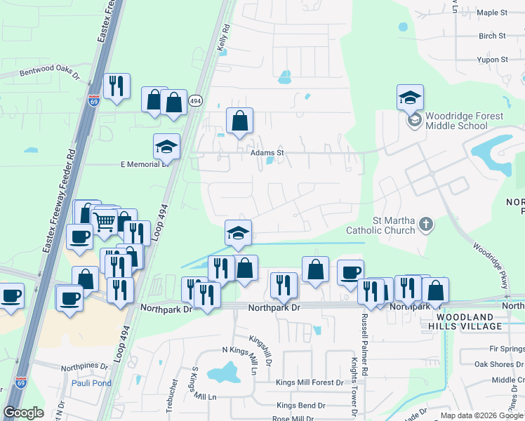 map of restaurants, bars, coffee shops, grocery stores, and more near 25327 Broad Turtle Lane in Montgomery County