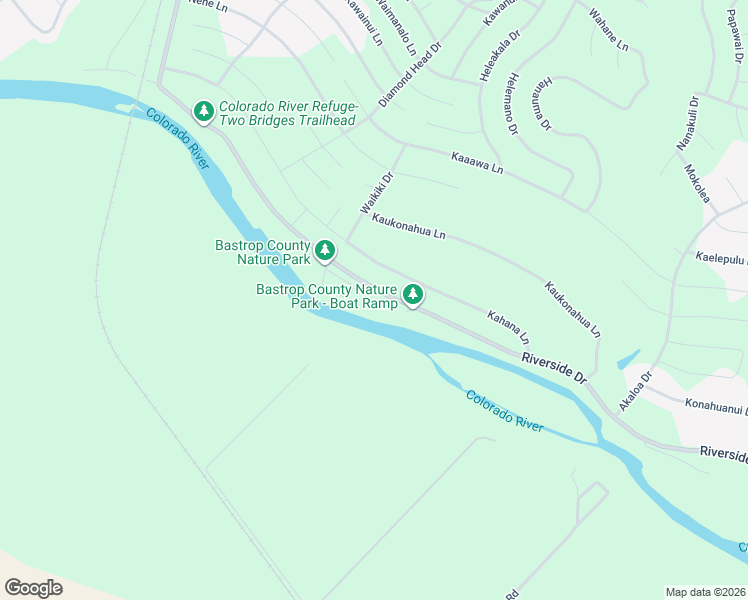 map of restaurants, bars, coffee shops, grocery stores, and more near 375 Riverwood Drive in Bastrop