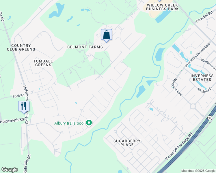 map of restaurants, bars, coffee shops, grocery stores, and more near 20907 Magical Merlin Way in Tomball