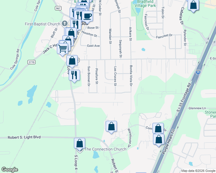 map of restaurants, bars, coffee shops, grocery stores, and more near 403 El Secreto Street in Buda