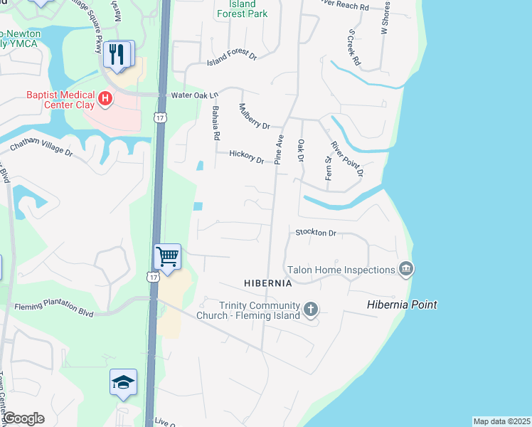 map of restaurants, bars, coffee shops, grocery stores, and more near 528 Majestic Wood Drive in Fleming Island