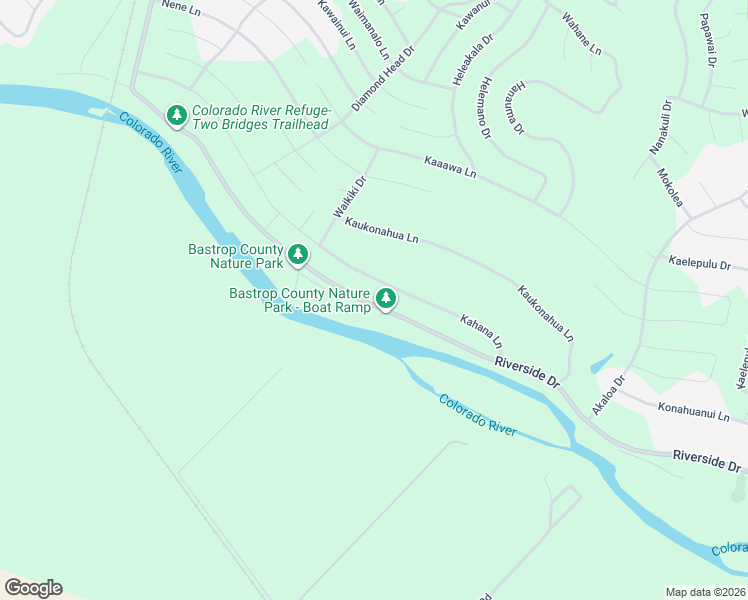 map of restaurants, bars, coffee shops, grocery stores, and more near 428 Riverside Drive in Bastrop