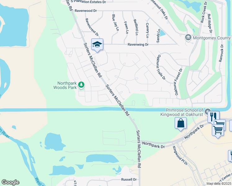 map of restaurants, bars, coffee shops, grocery stores, and more near 25422 Addleston Drive in Porter
