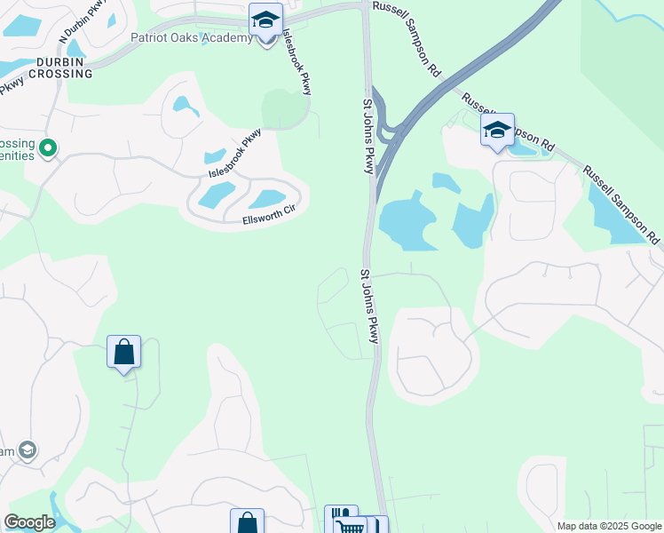 map of restaurants, bars, coffee shops, grocery stores, and more near 391 Richmond Drive in Saint Johns
