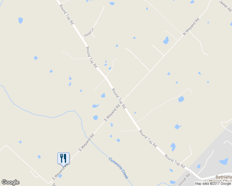 map of restaurants, bars, coffee shops, grocery stores, and more near 1585 Round Top Road in Round Top