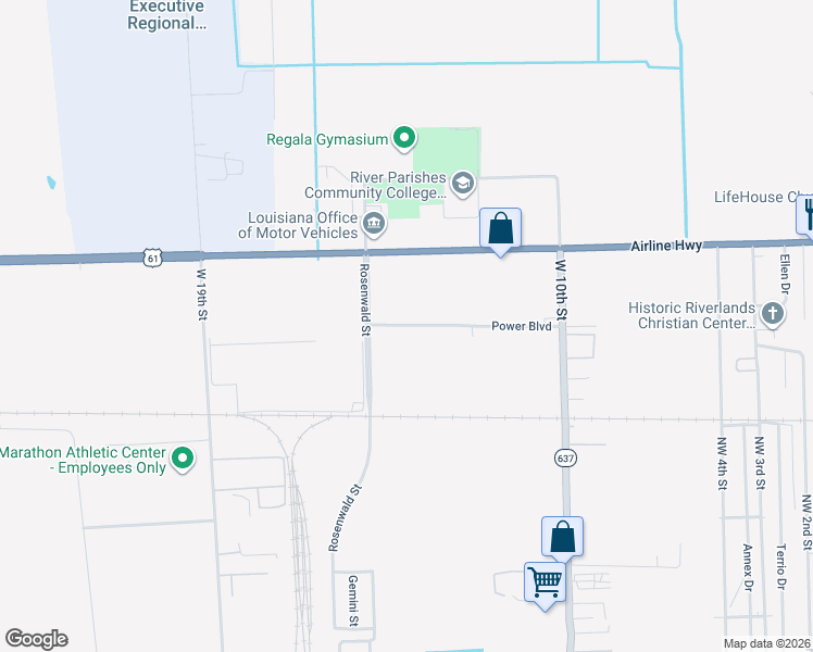 map of restaurants, bars, coffee shops, grocery stores, and more near 242 Power Boulevard in Reserve