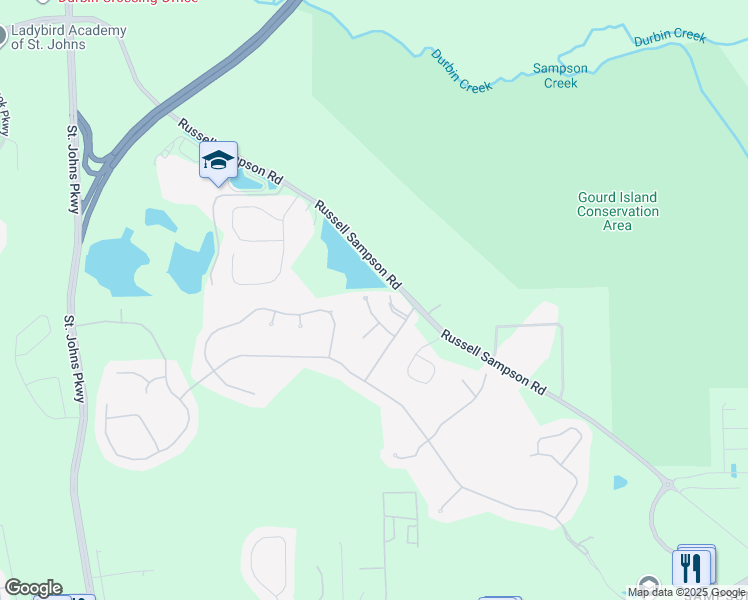 map of restaurants, bars, coffee shops, grocery stores, and more near 1125 Villere Court in Jacksonville