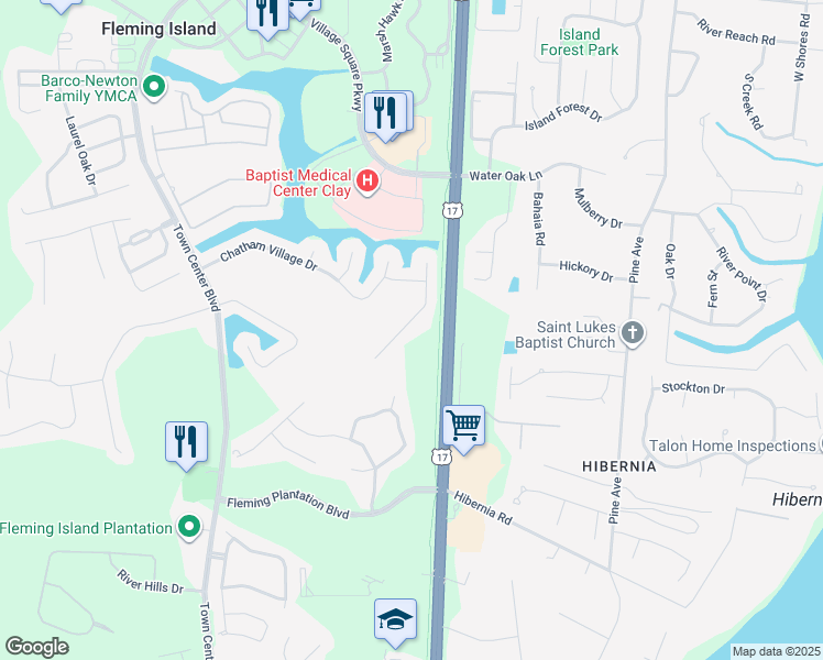 map of restaurants, bars, coffee shops, grocery stores, and more near 2395 Golfview Drive in Orange Park