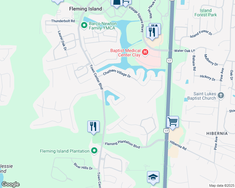 map of restaurants, bars, coffee shops, grocery stores, and more near 1337 Fairway Village Drive in Orange Park