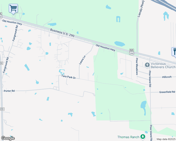 map of restaurants, bars, coffee shops, grocery stores, and more near 22144 Laura Lane in Hempstead
