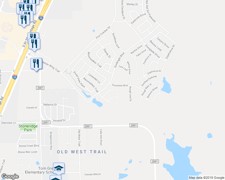 map of restaurants, bars, coffee shops, grocery stores, and more near 249 Orchard Hill Trail in Buda