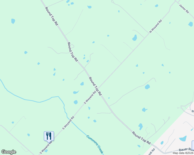 map of restaurants, bars, coffee shops, grocery stores, and more near 1585 Round Top Road in Round Top