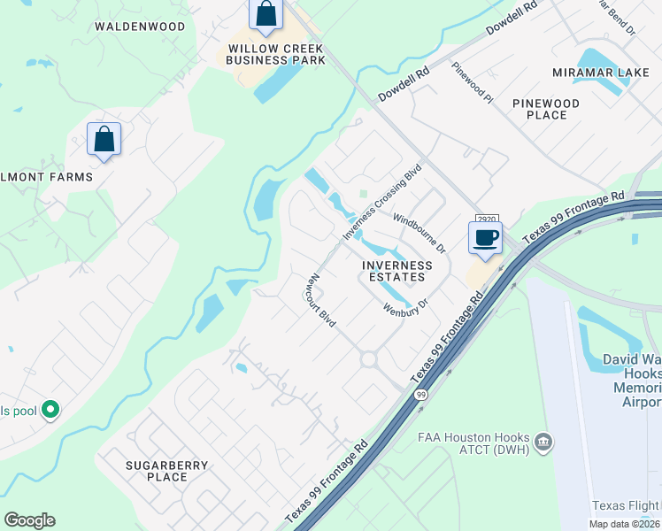 map of restaurants, bars, coffee shops, grocery stores, and more near 22622 Wixford Lane in Tomball