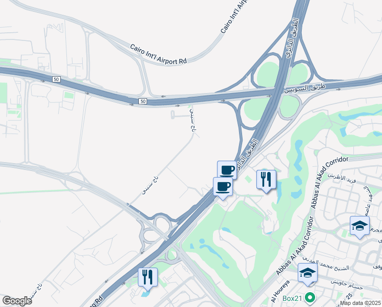 map of restaurants, bars, coffee shops, grocery stores, and more near in New Cairo 1