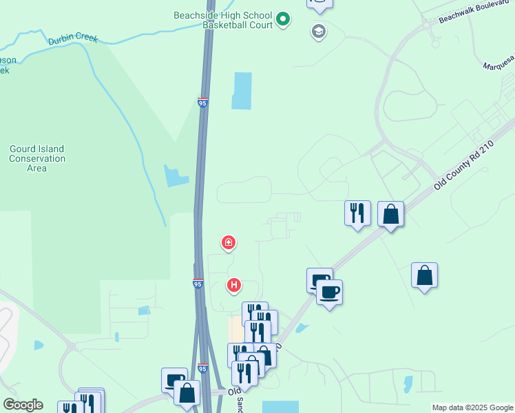 map of restaurants, bars, coffee shops, grocery stores, and more near 10080 Ew Pappy Road in Saint Johns