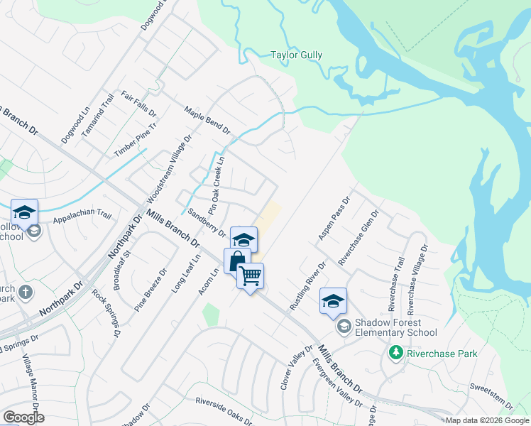 map of restaurants, bars, coffee shops, grocery stores, and more near 4706 Woodspring Glen Lane in Houston