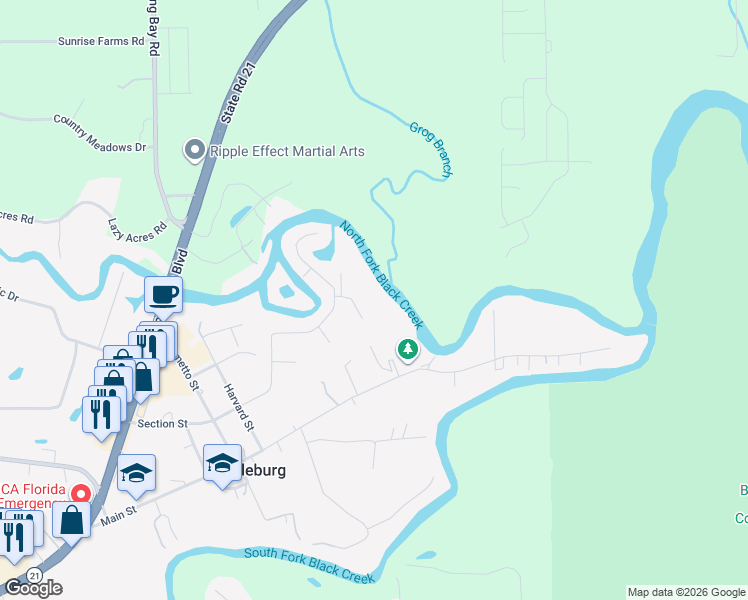 map of restaurants, bars, coffee shops, grocery stores, and more near 2139 Charter Pointe Way in Middleburg