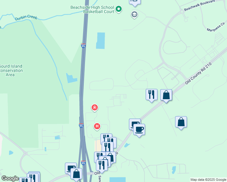 map of restaurants, bars, coffee shops, grocery stores, and more near 468 Albany Bay Boulevard in Saint Johns