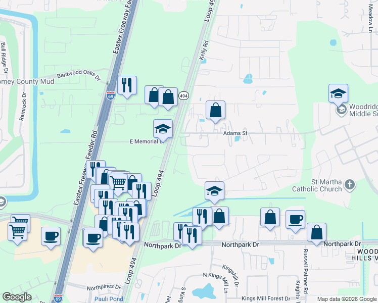 map of restaurants, bars, coffee shops, grocery stores, and more near 22251 Calm Embers Lane in Porter