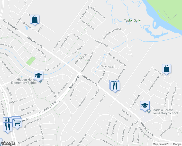 map of restaurants, bars, coffee shops, grocery stores, and more near 2847 Sandberry Drive in Humble