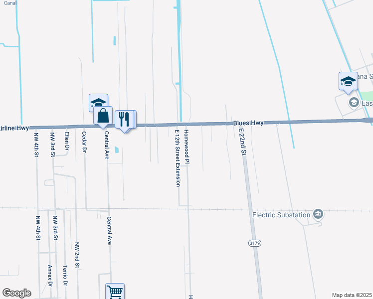 map of restaurants, bars, coffee shops, grocery stores, and more near 210 East 12th Street Extension in Reserve