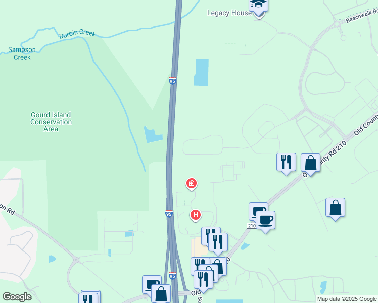 map of restaurants, bars, coffee shops, grocery stores, and more near 10290 Ce Wilson Road in Saint Johns