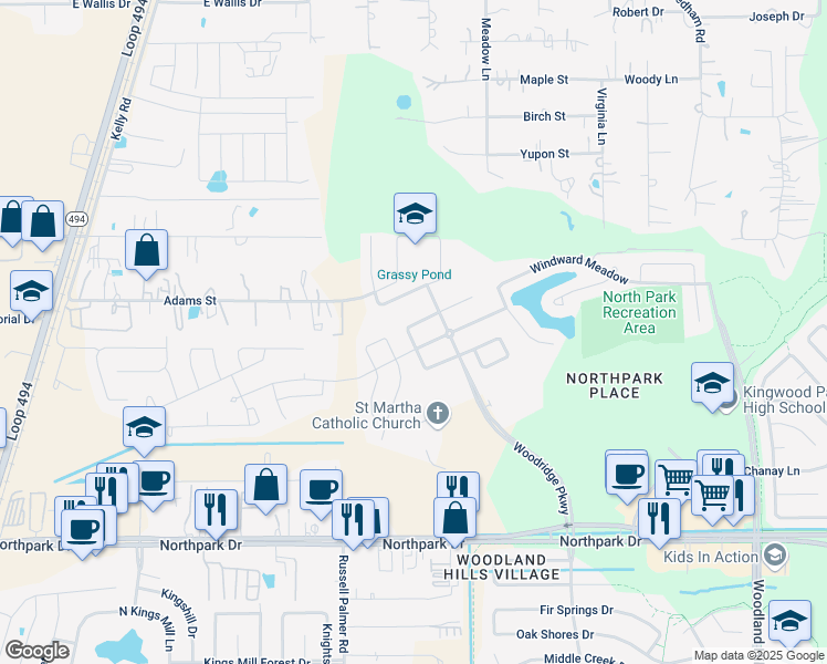 map of restaurants, bars, coffee shops, grocery stores, and more near 22702 Soaring Woods Lane in Porter