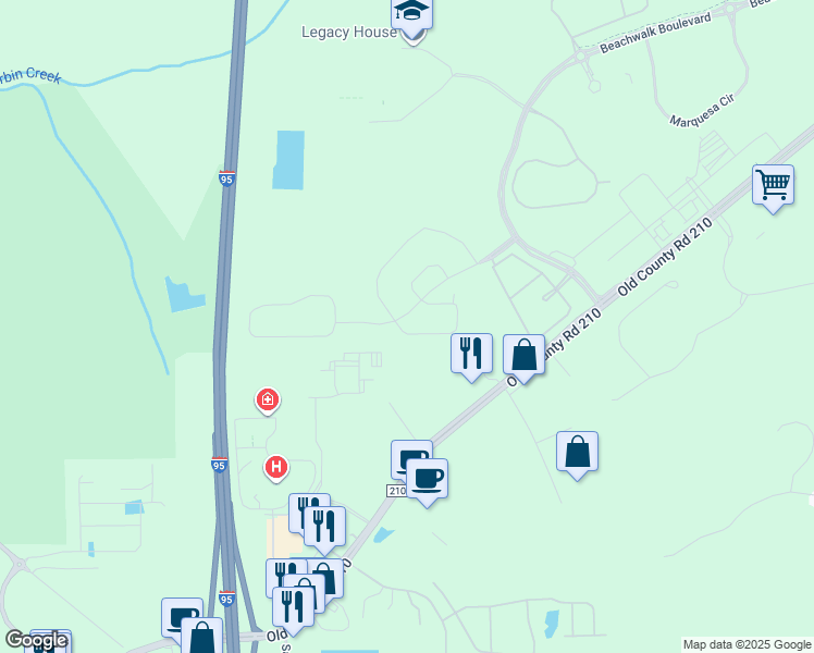 map of restaurants, bars, coffee shops, grocery stores, and more near 290 Killarney Avenue in Saint Johns